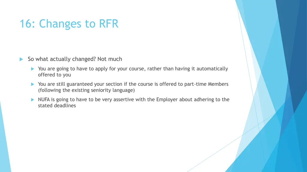 16 changes to rfr 1