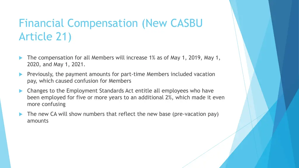 financial compensation new casbu article 21