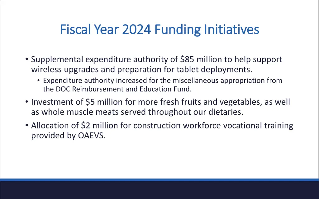 fiscal year 2024 funding initiatives fiscal year