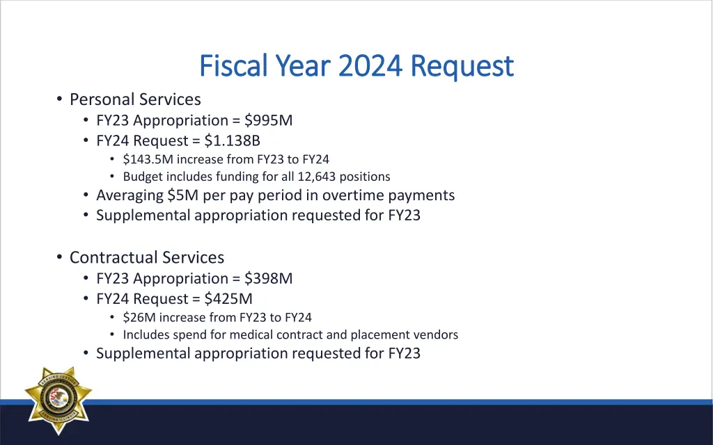 fiscal year 2024 request fiscal year 2024 request