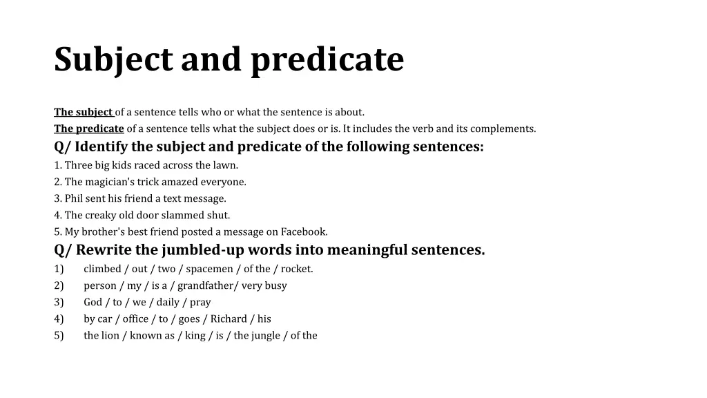 subject and predicate