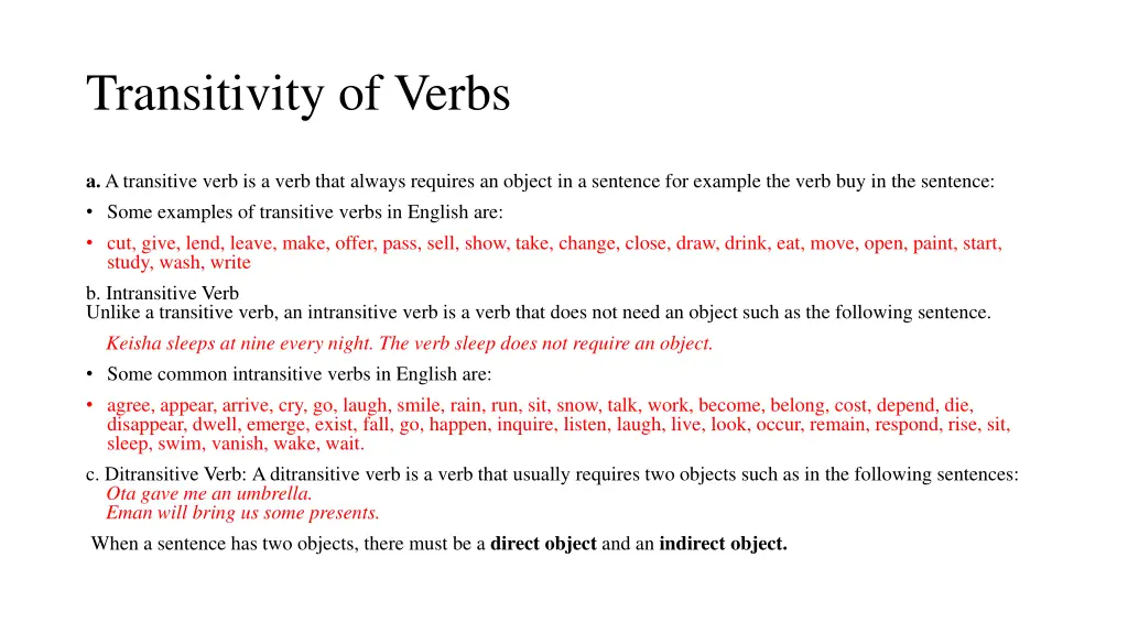 transitivity of verbs