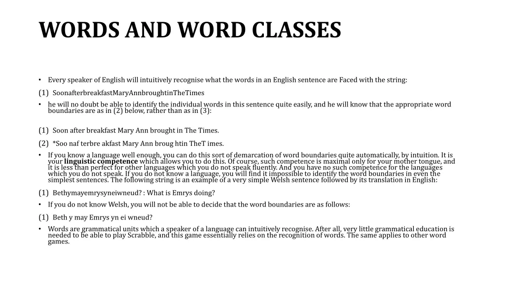 words and word classes