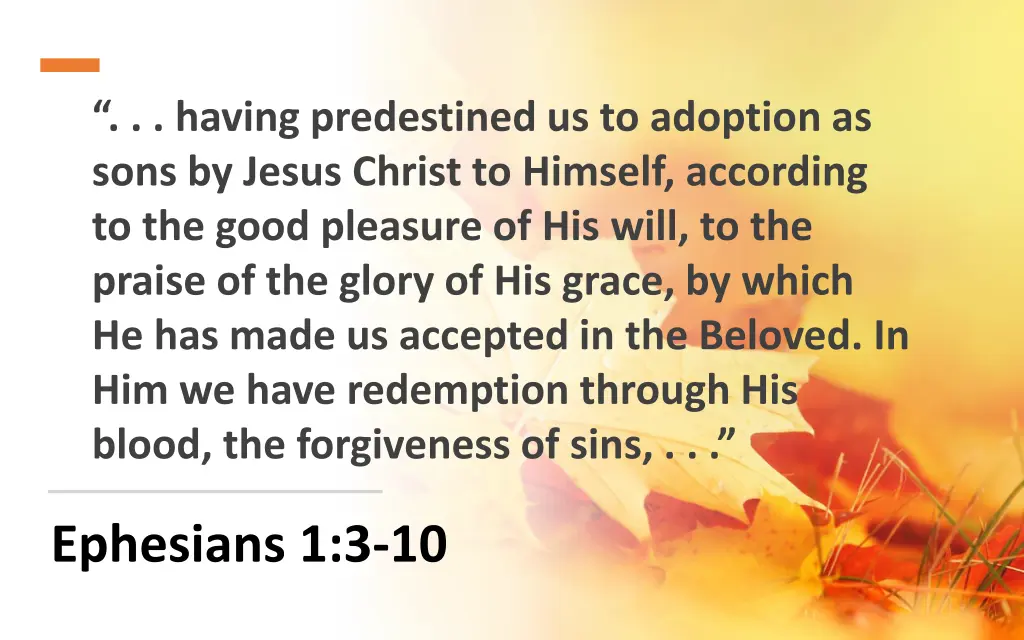 having predestined us to adoption as sons