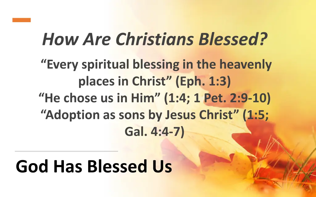 how are christians blessed 1