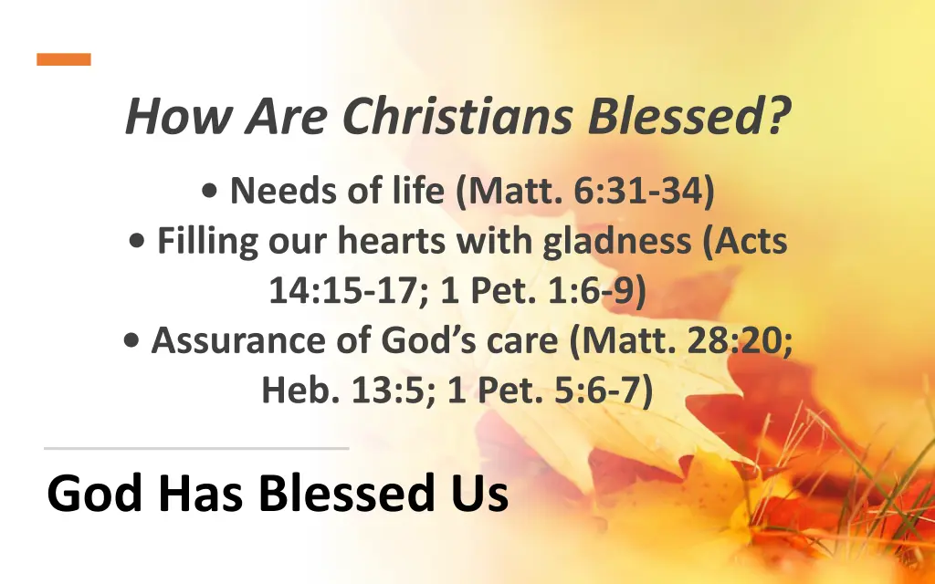 how are christians blessed