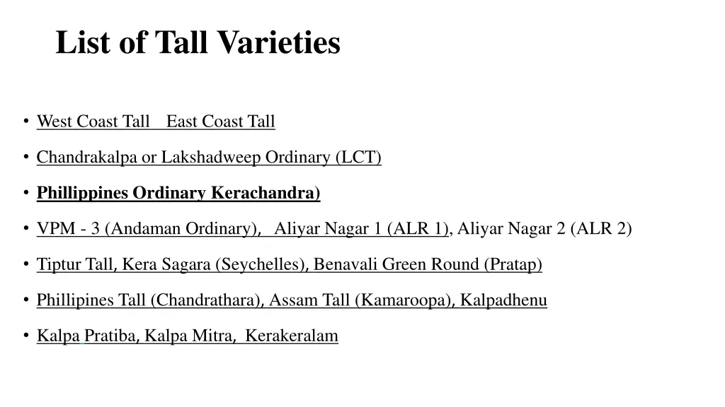 list of tall varieties