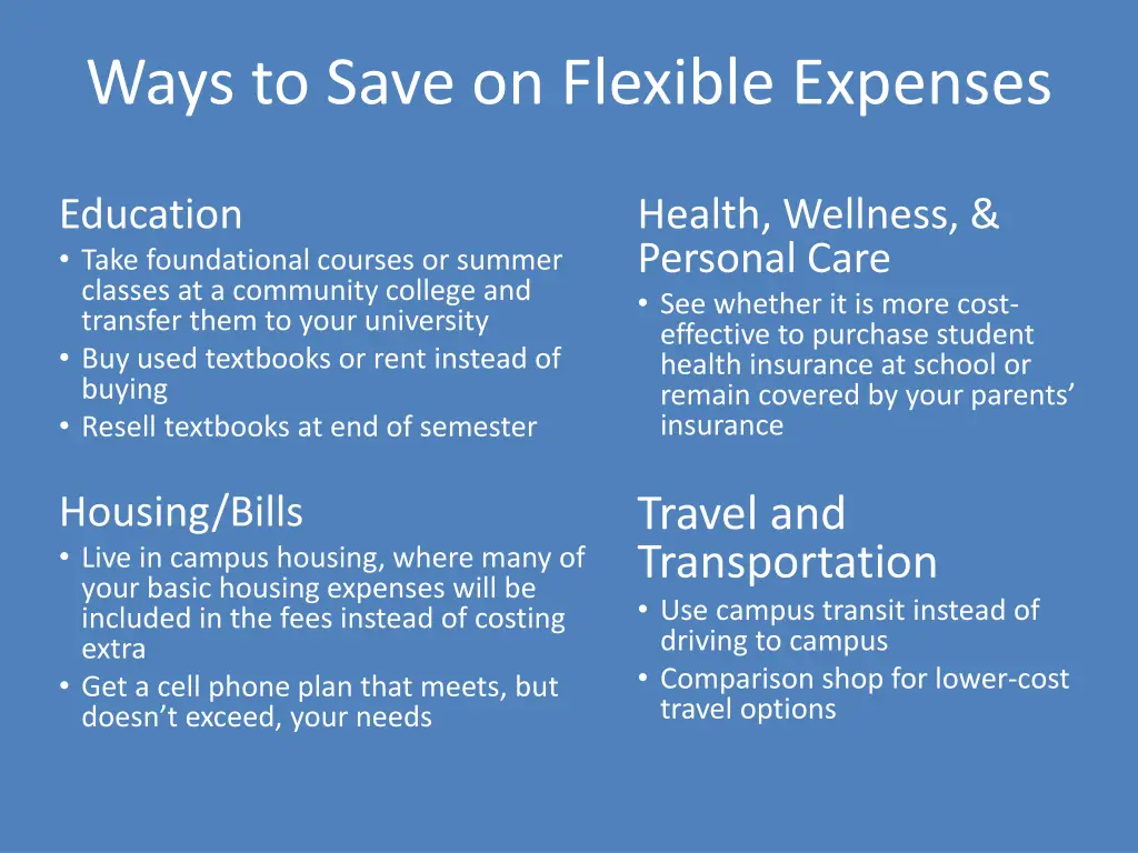 ways to save on flexible expenses
