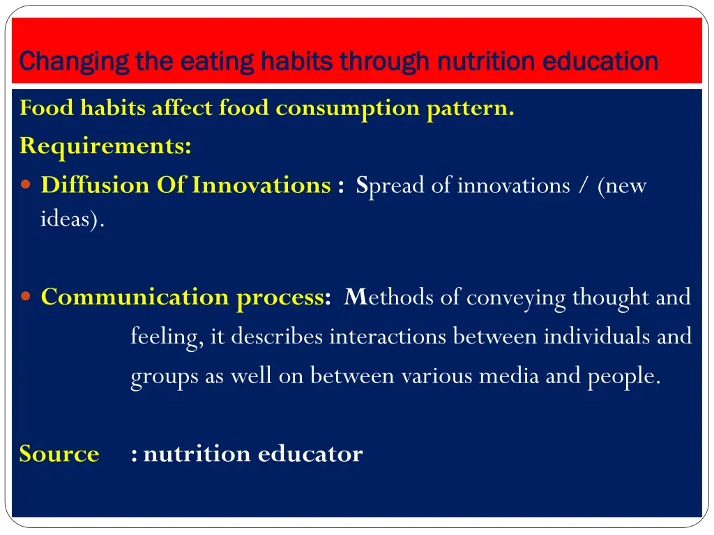 changing the eating habits through nutrition