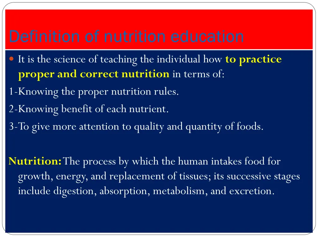 definition of nutrition education