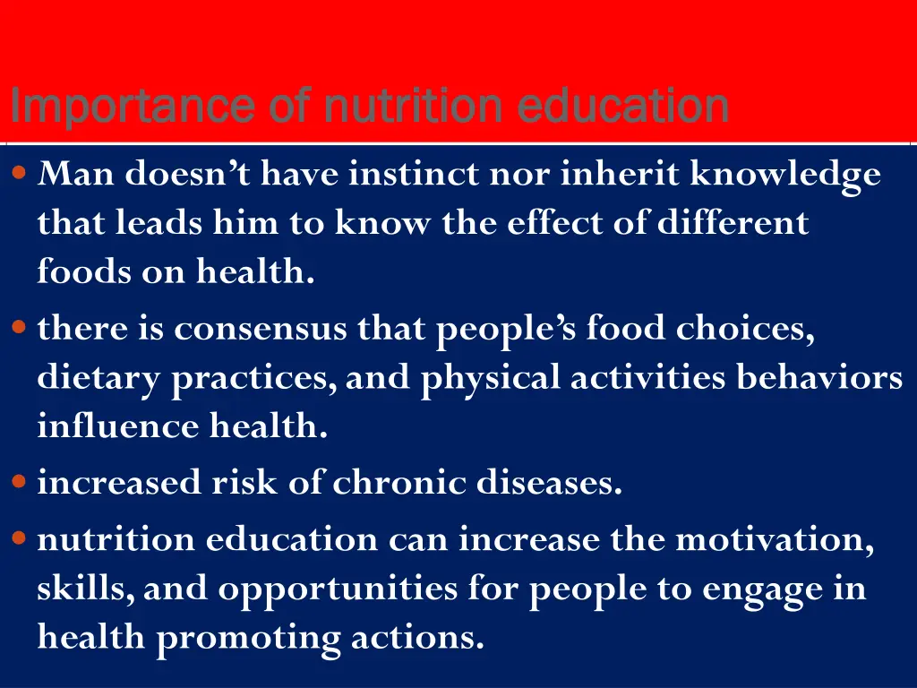 importance of nutrition education importance