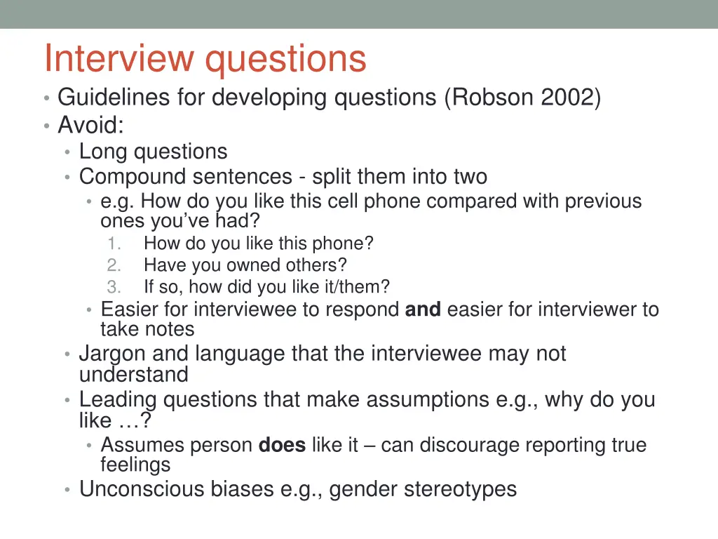 interview questions guidelines for developing