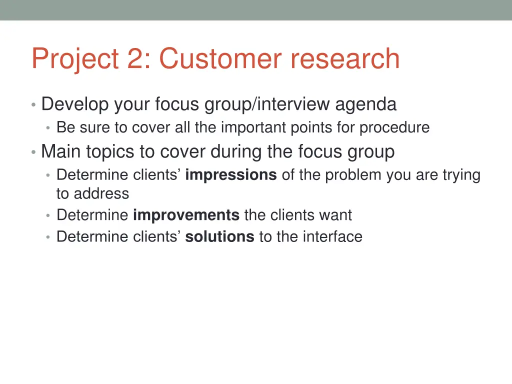 project 2 customer research