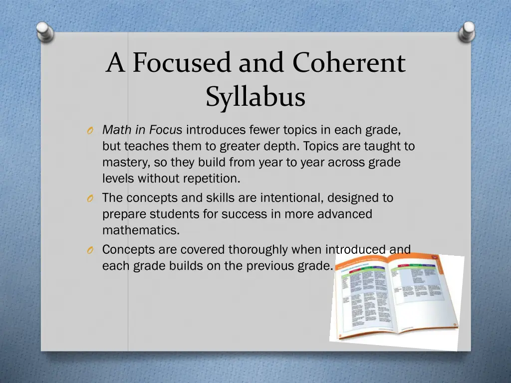 a focused and coherent syllabus