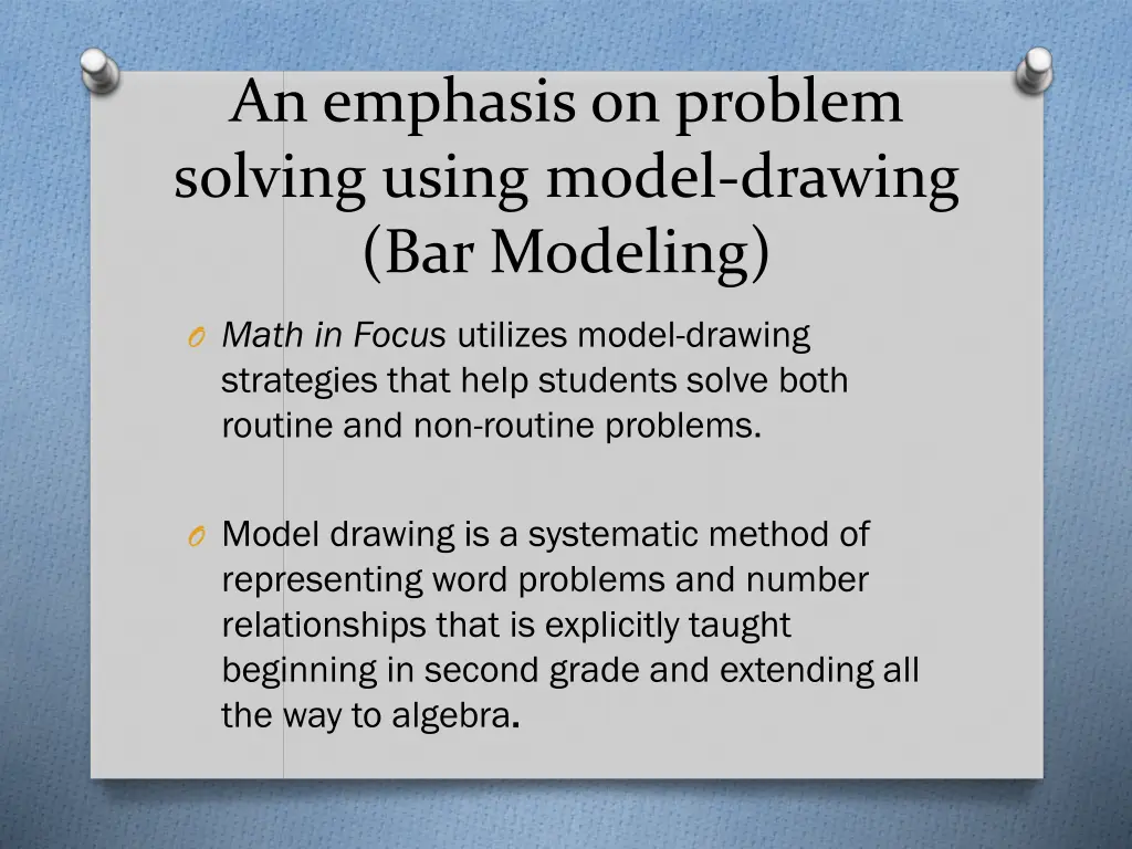 an emphasis on problem solving using model