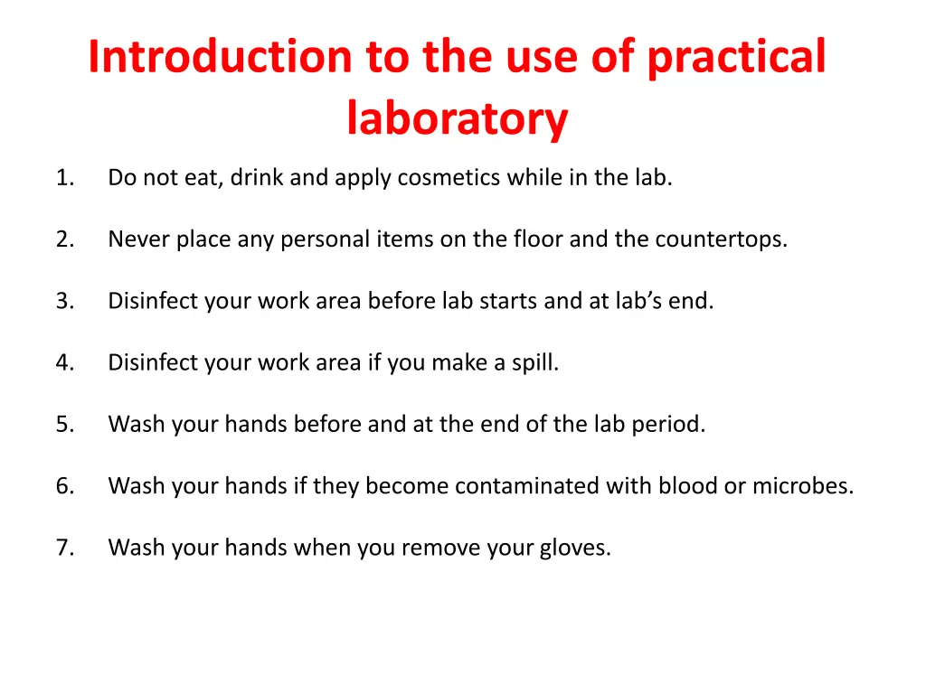 introduction to the use of practical laboratory