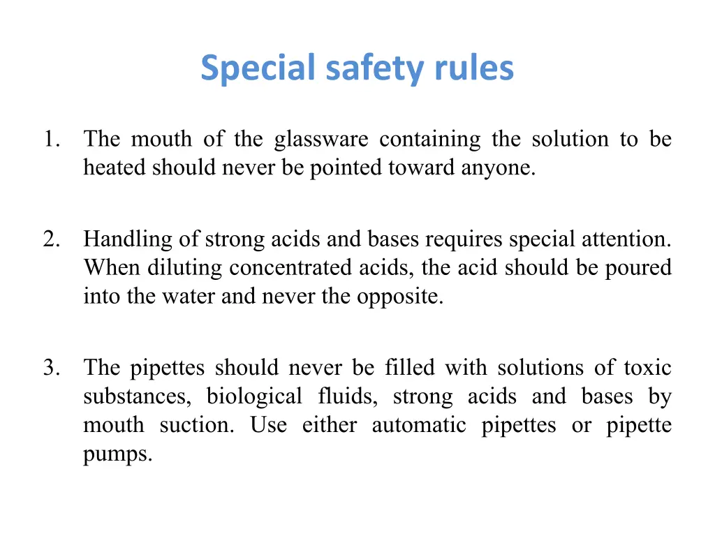 special safety rules