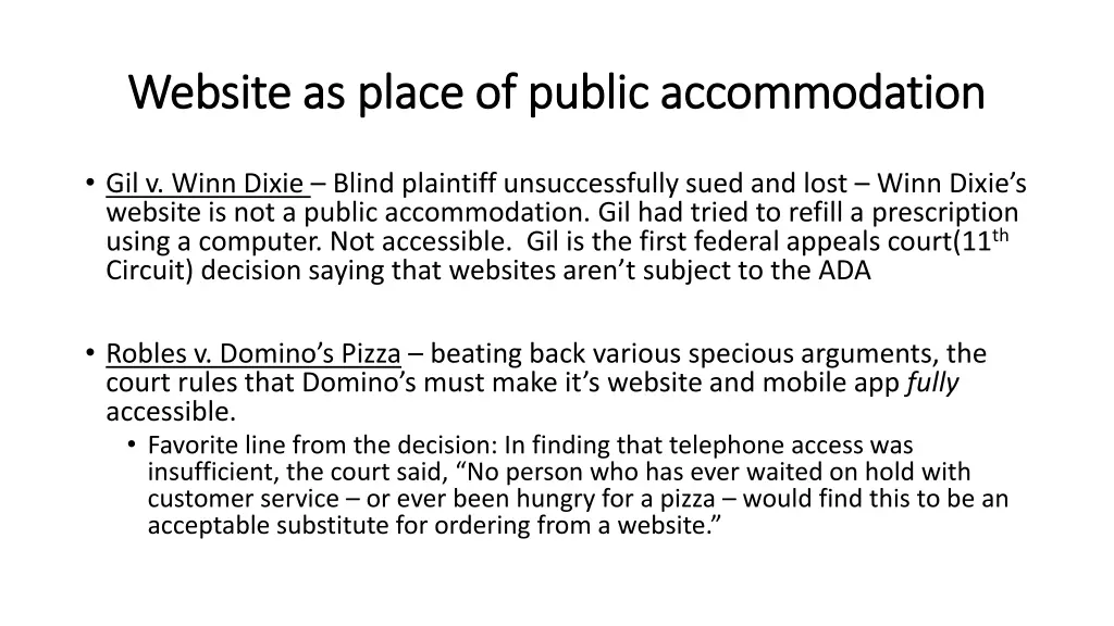 website as place of public accommodation website