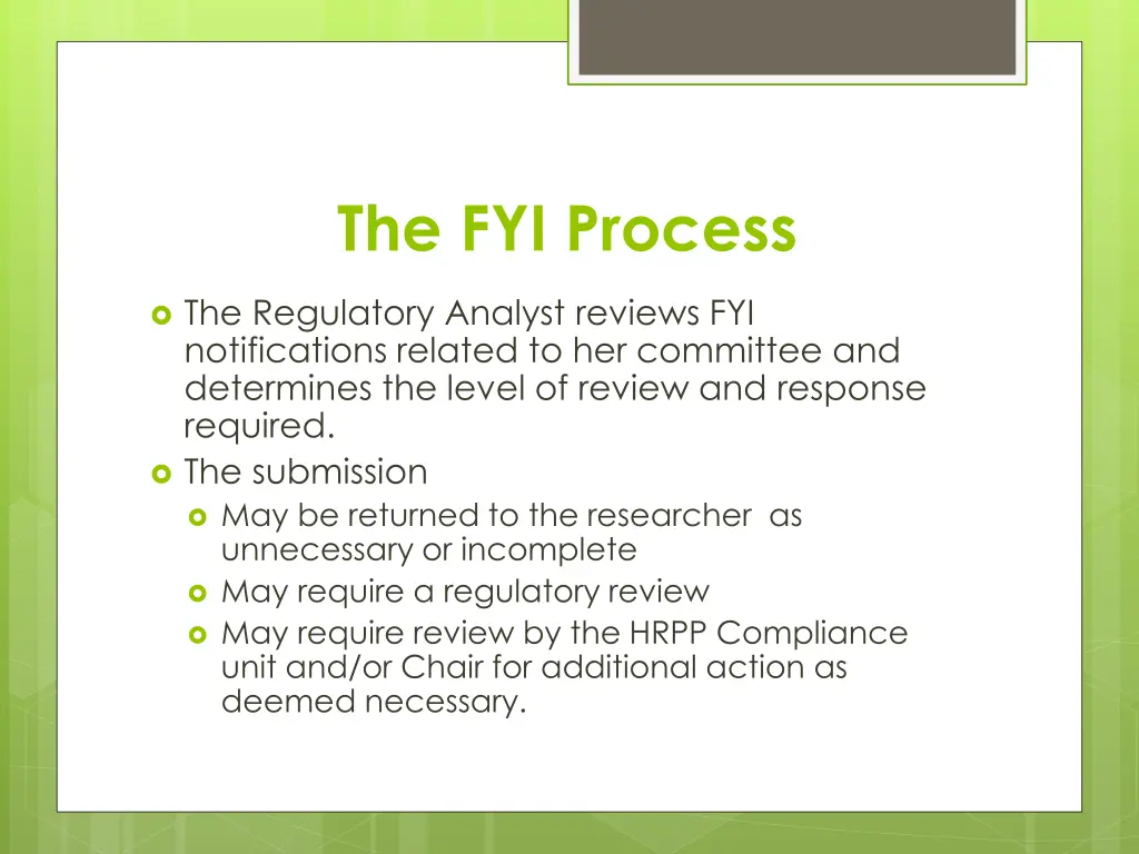 the fyi process