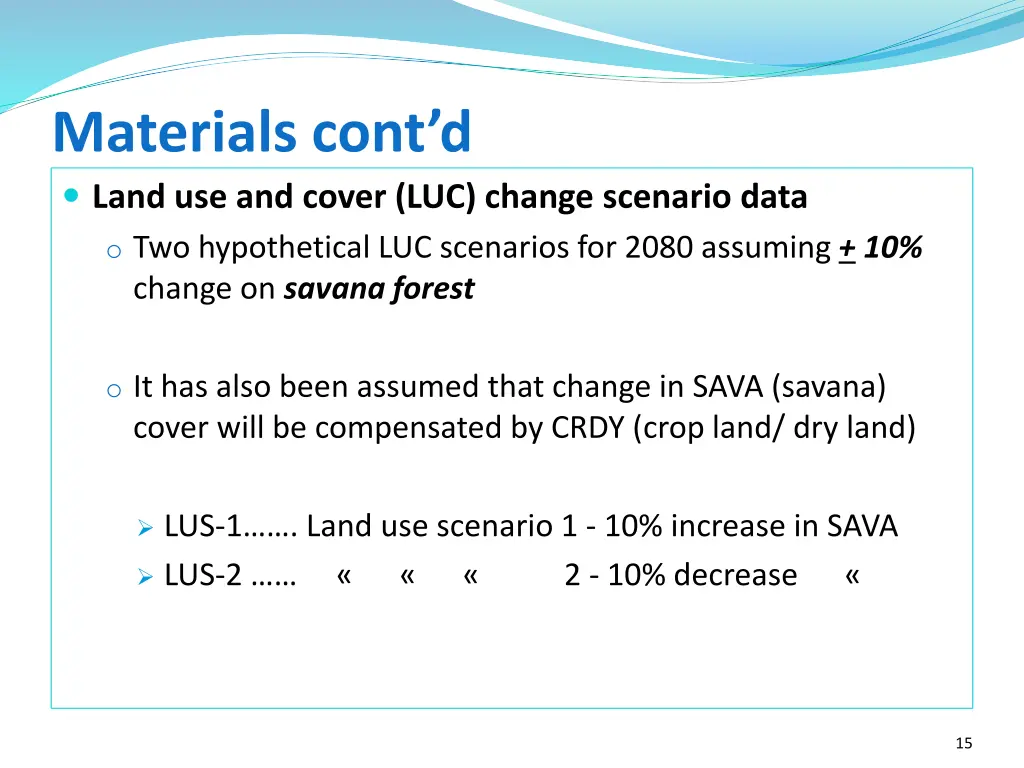 materials cont d land use and cover luc change