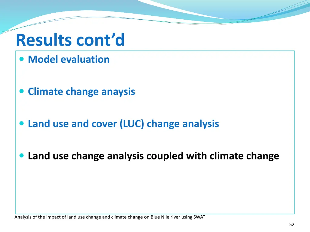 results cont d model evaluation 2