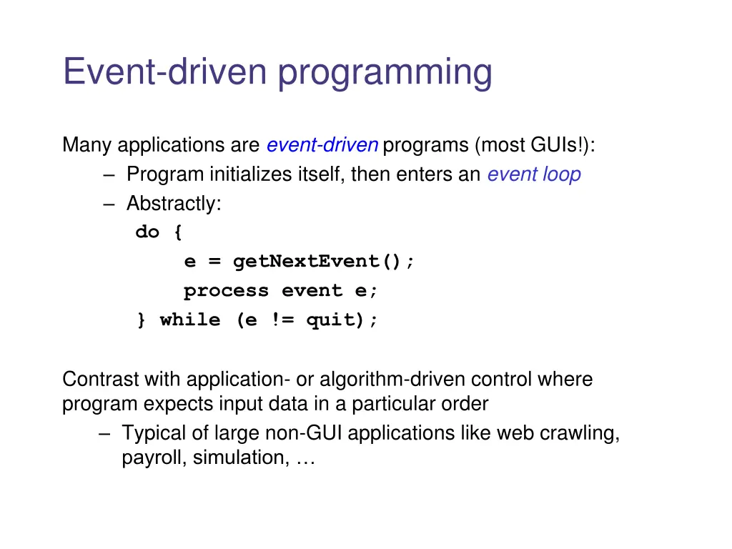 event driven programming