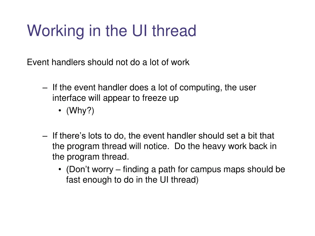 working in the ui thread