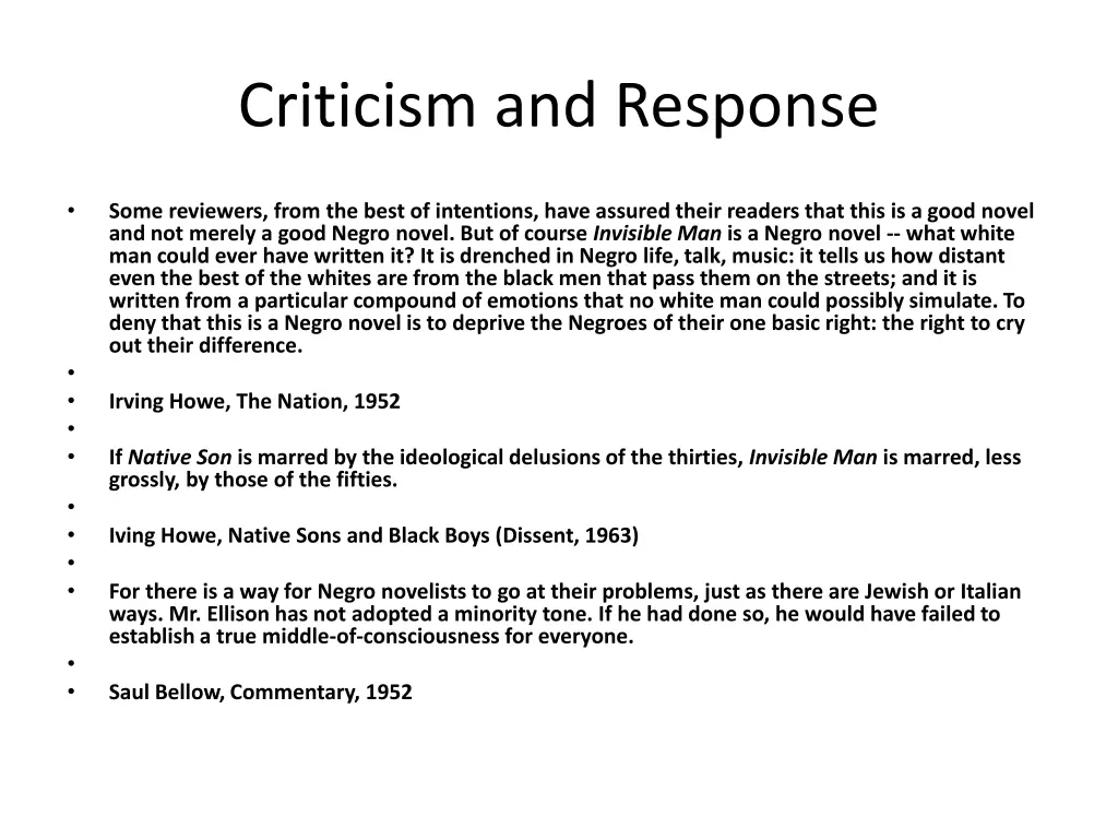 criticism and response