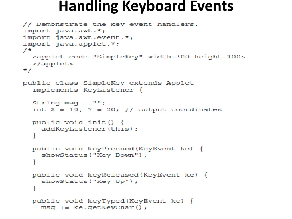 handling keyboard events