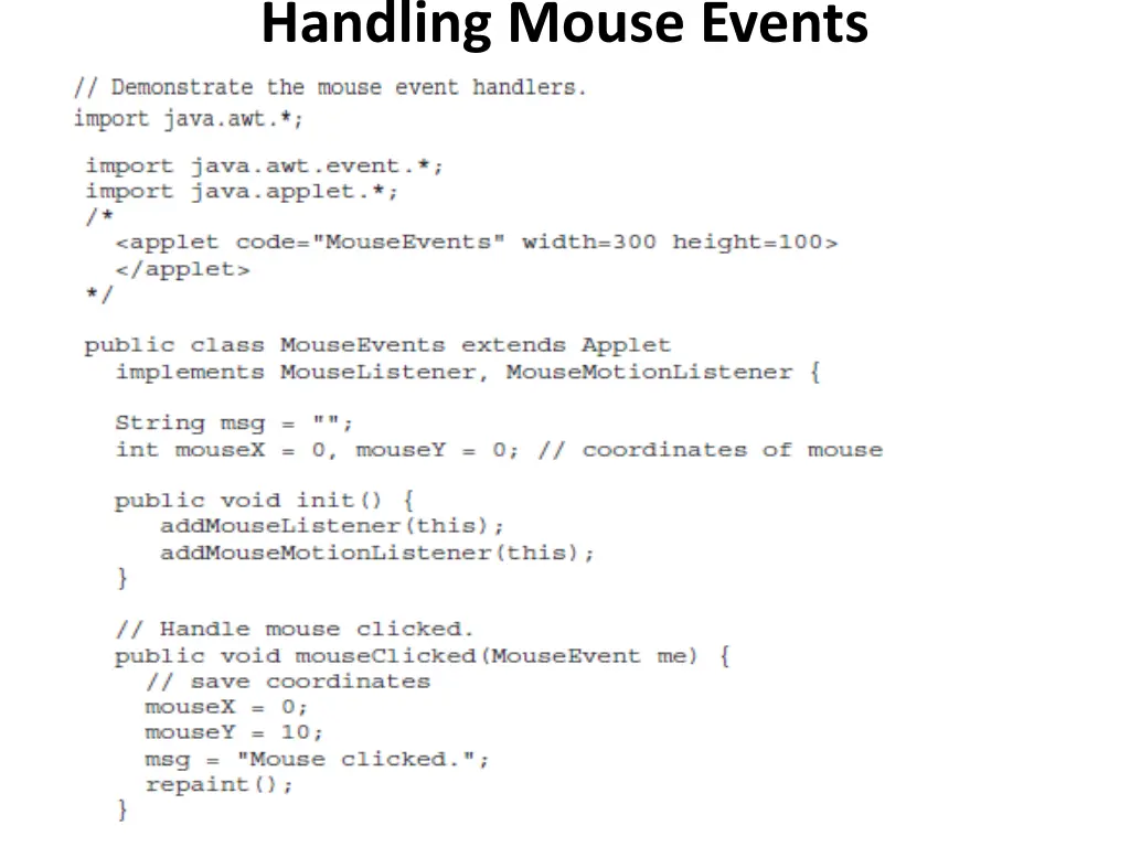 handling mouse events