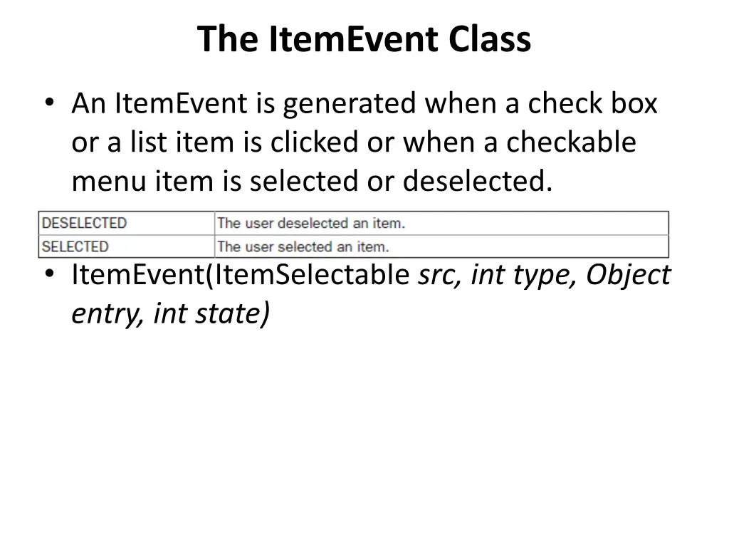 the itemevent class