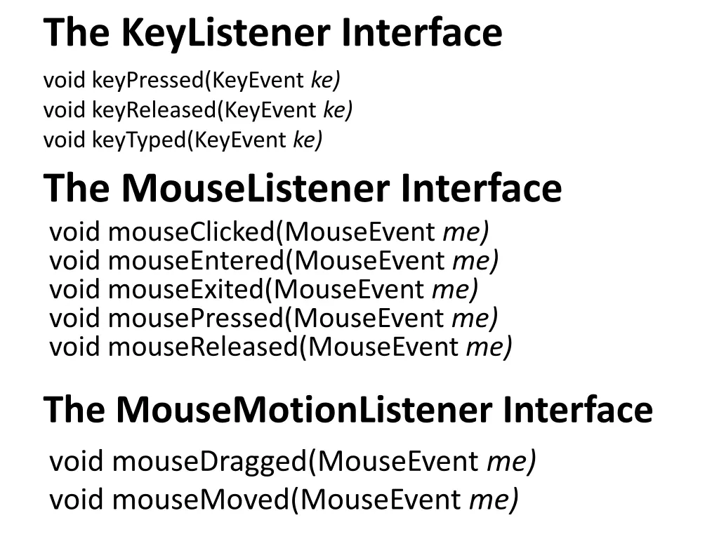 the keylistener interface void keypressed