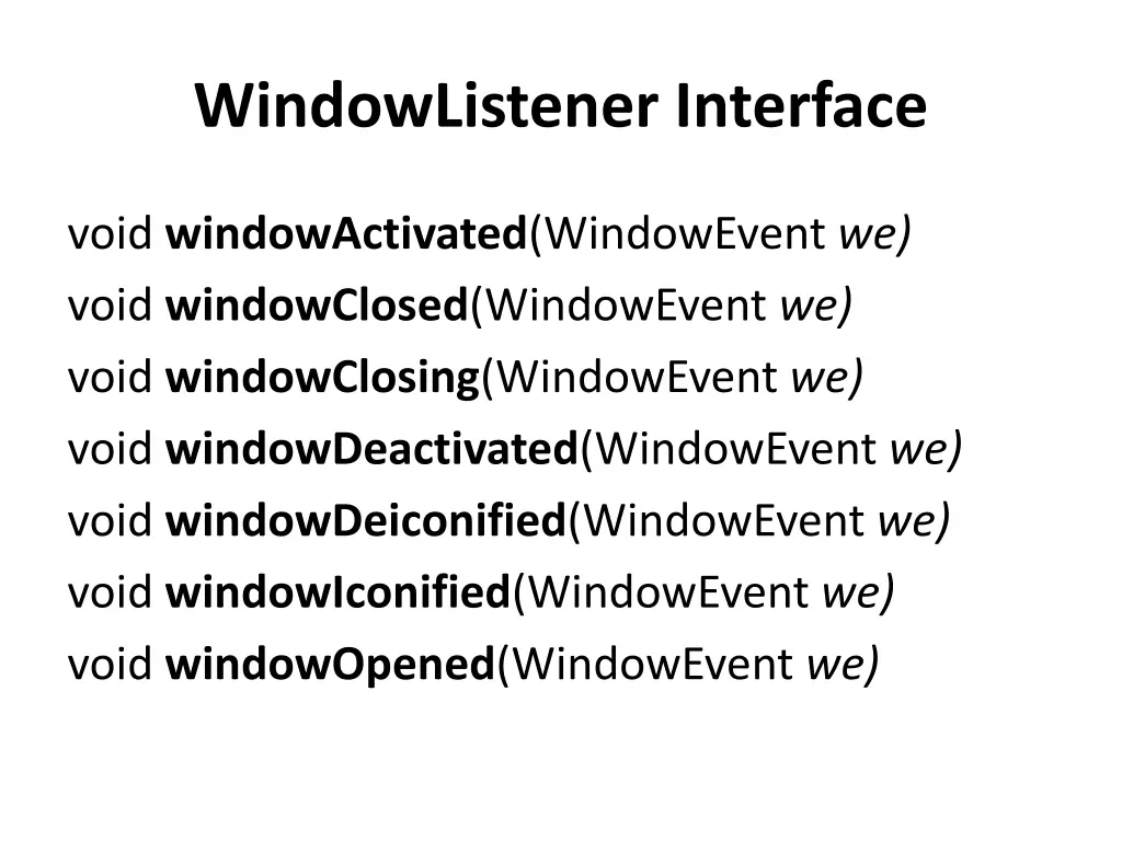 windowlistener interface