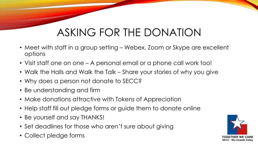 asking for the donation