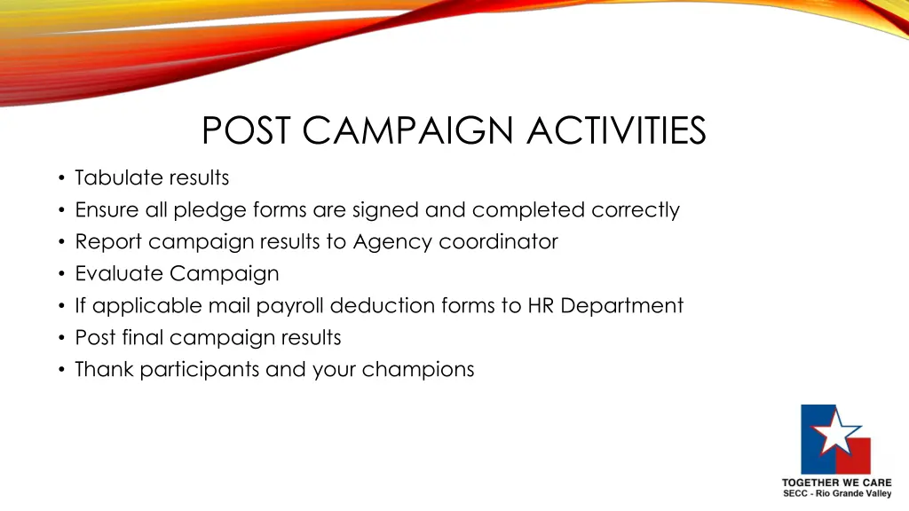post campaign activities
