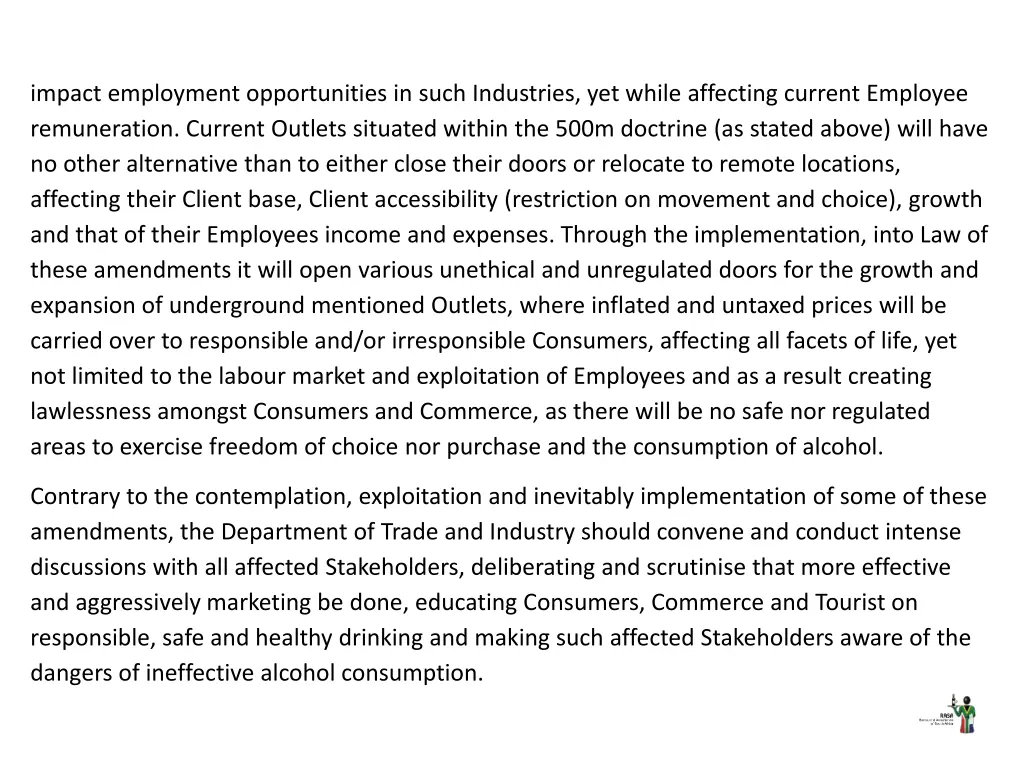 impact employment opportunities in such
