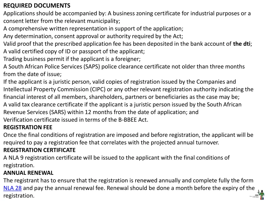 required documents applications should