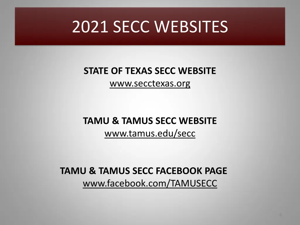 2021 secc websites