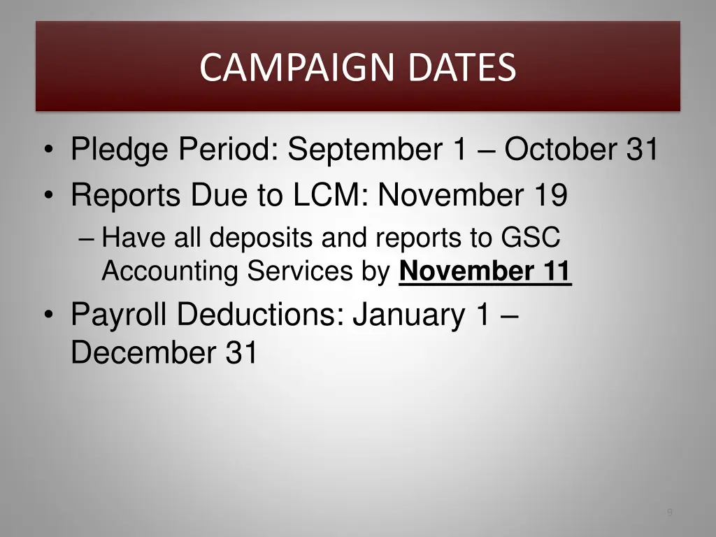 campaign dates