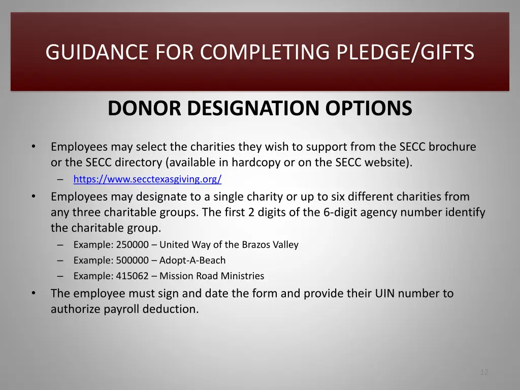 guidance for completing pledge gifts