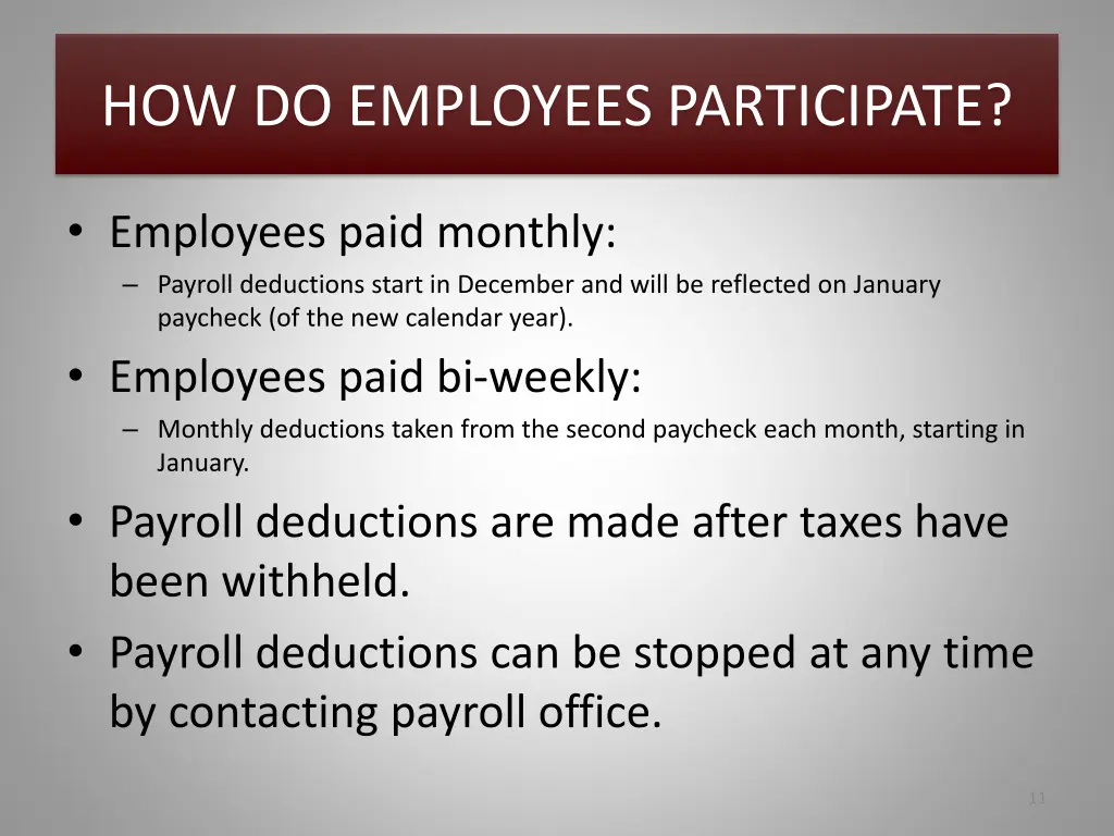 how do employees participate 1