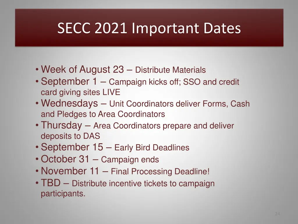 secc 2021 important dates