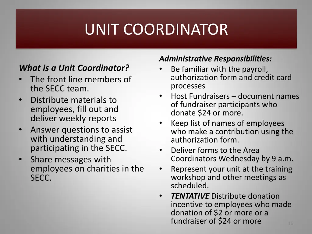 unit coordinator