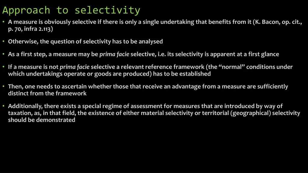 approach to selectivity a measure is obviously