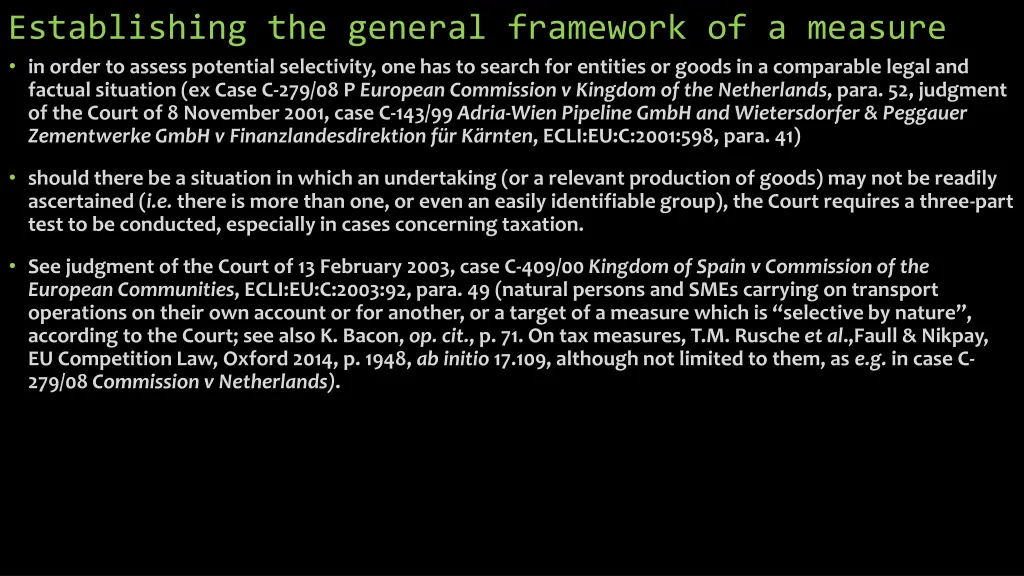 establishing the general framework of a measure
