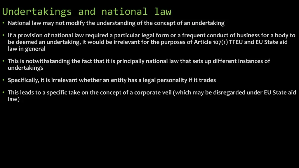 undertakings and national law national