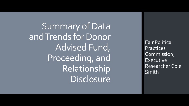summary of data and trends for donor advised fund