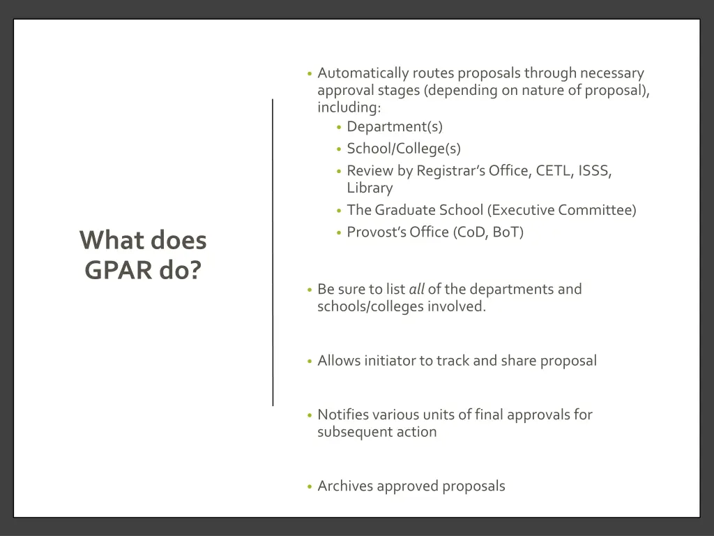 automatically routes proposals through necessary