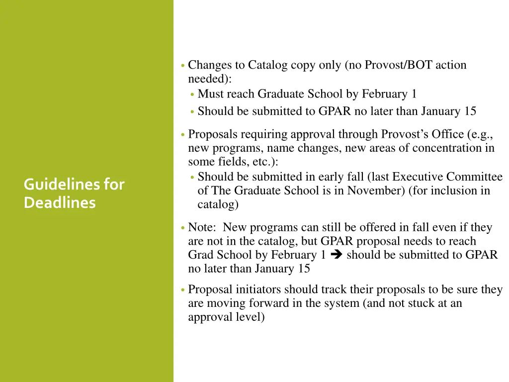 changes to catalog copy only no provost