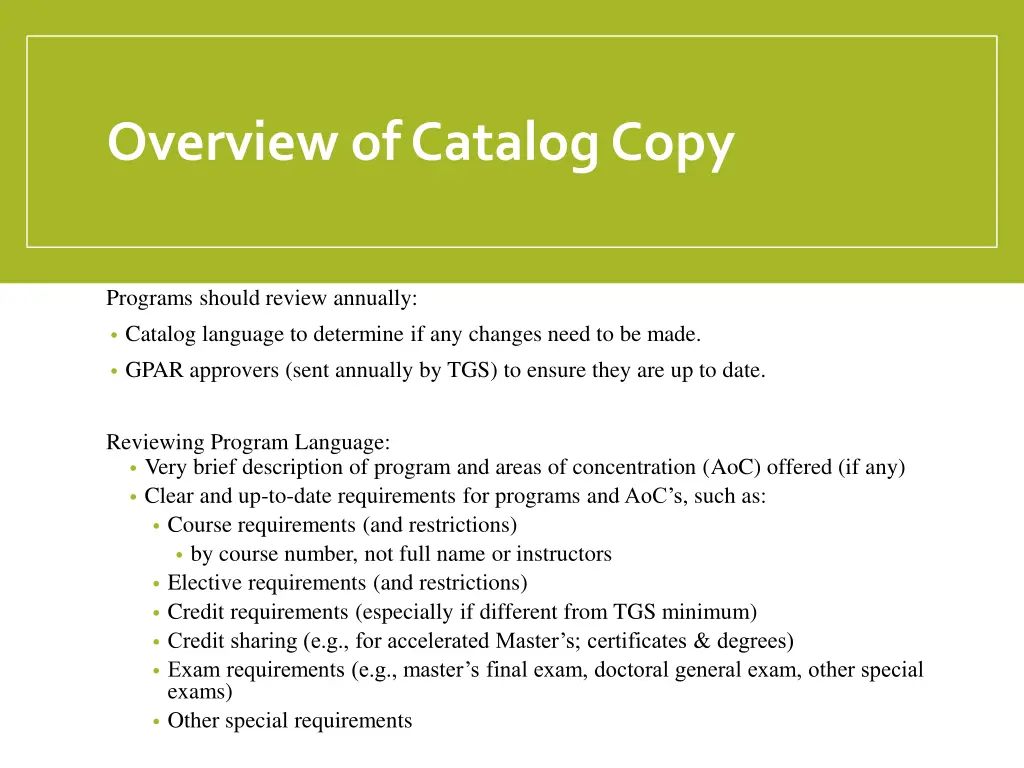 overview of catalog copy